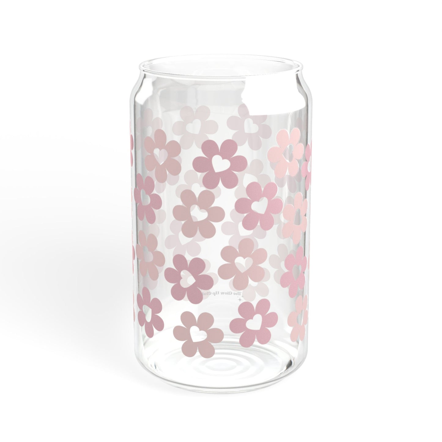 Heart flowers - 16 oz Glass Sipper