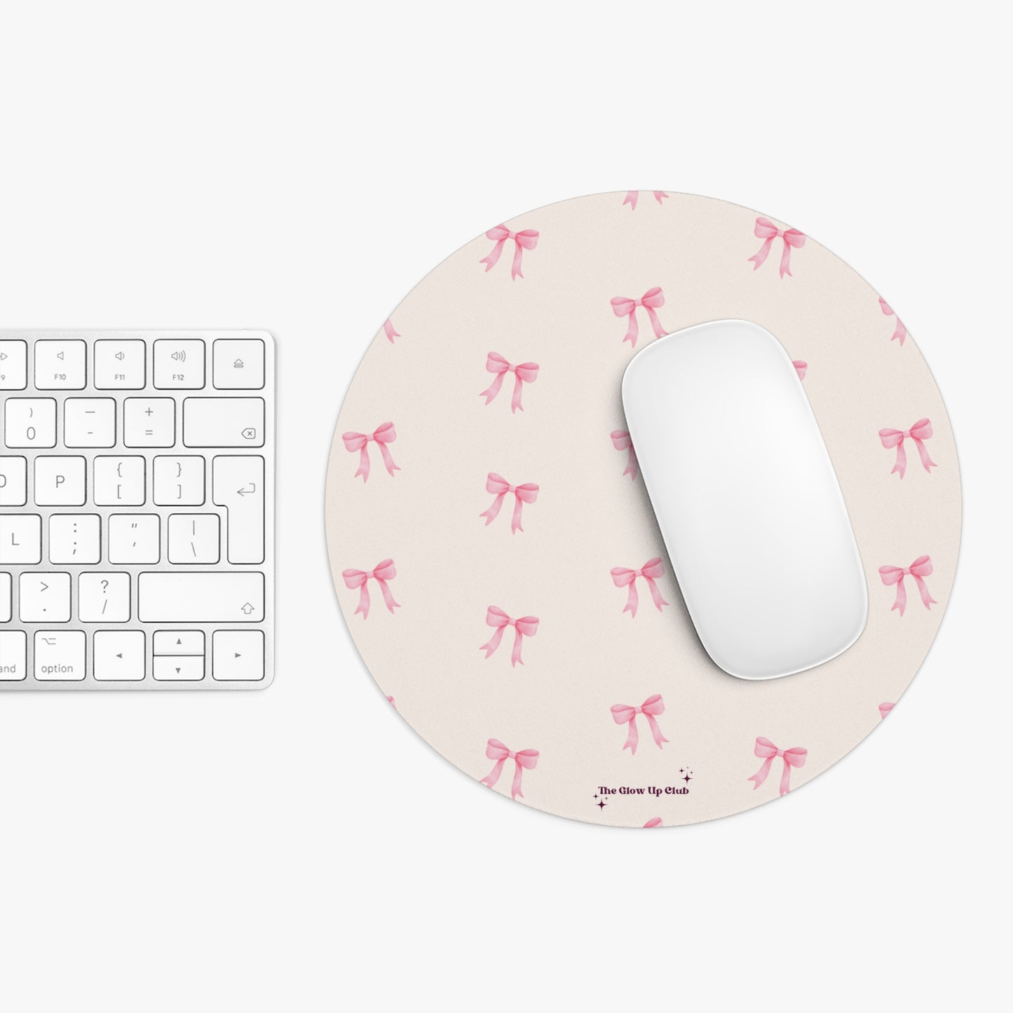 Crooked ribbon pattern cream - Round Small Mouse Pad