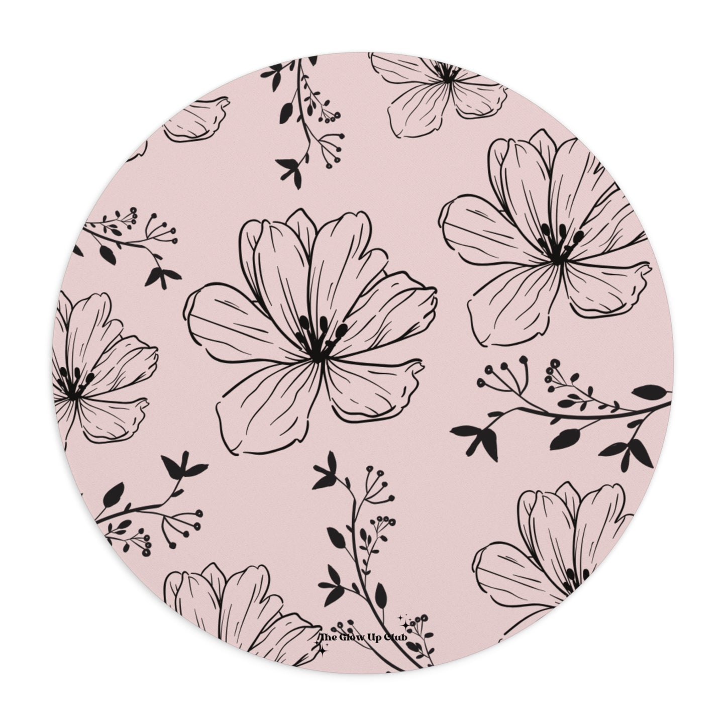 Realistic flowers pink - Round Small Mouse Pad
