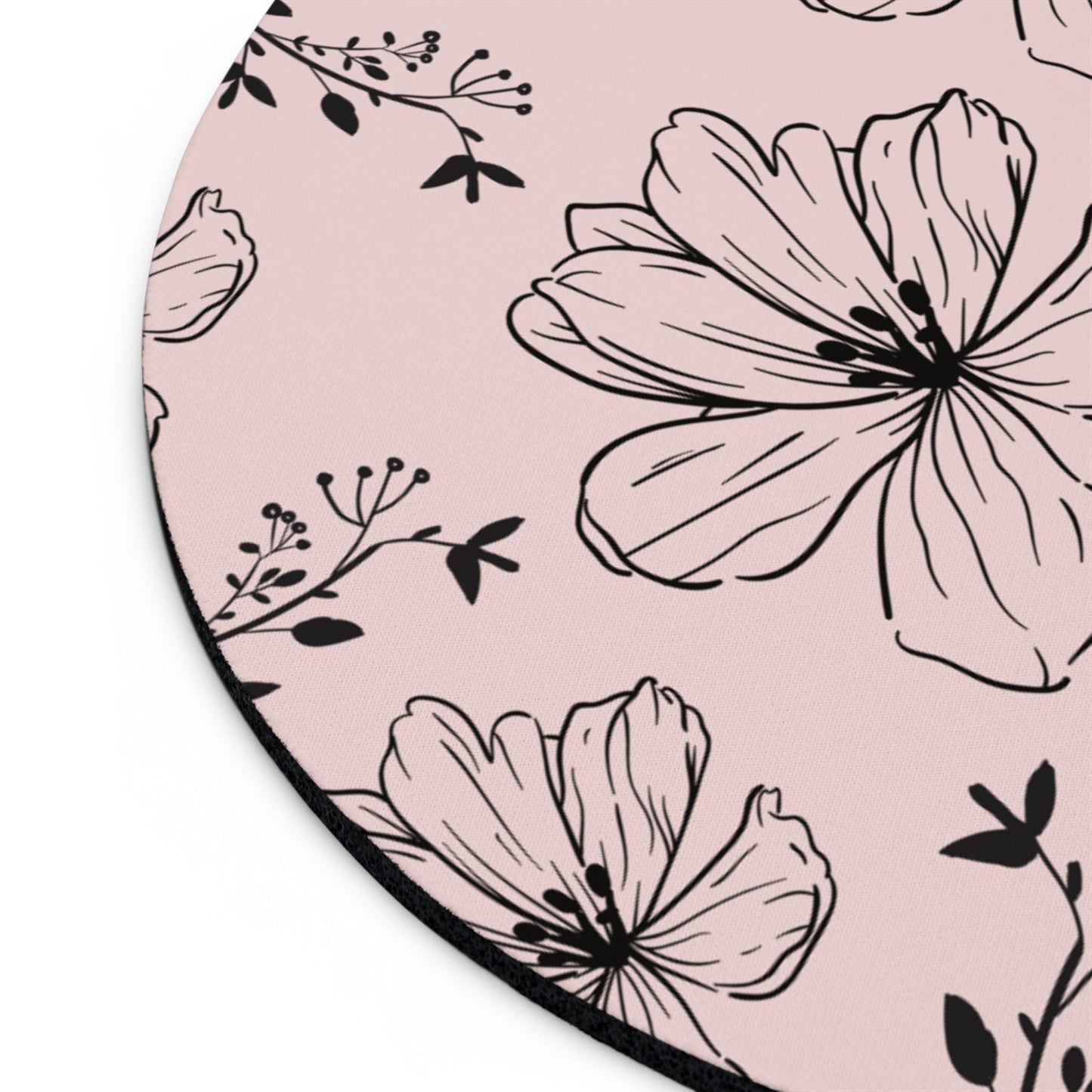 Realistic flowers pink - Round Small Mouse Pad