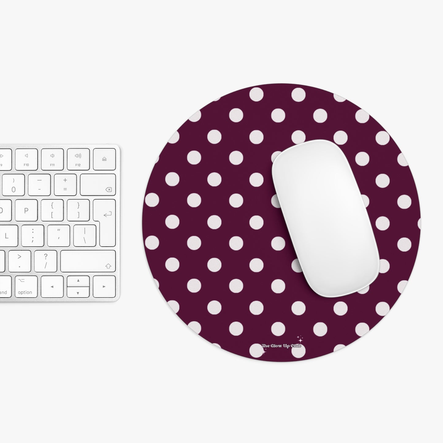 Burgundy dots - Round Small Mouse Pad