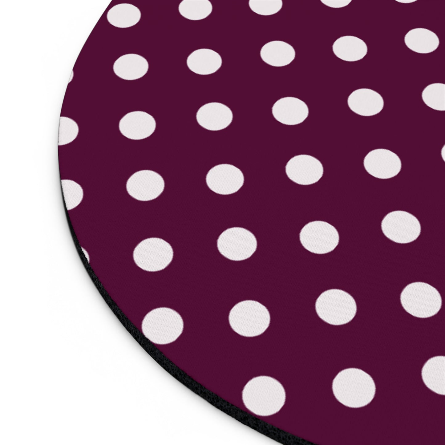 Burgundy dots - Round Small Mouse Pad