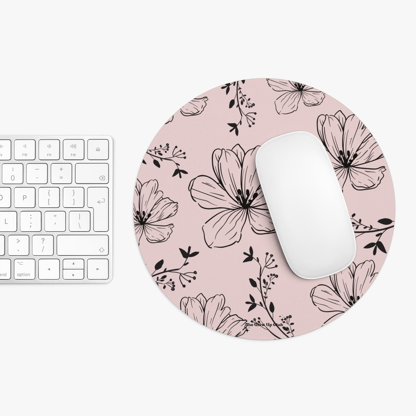 Realistic flowers pink - Round Small Mouse Pad
