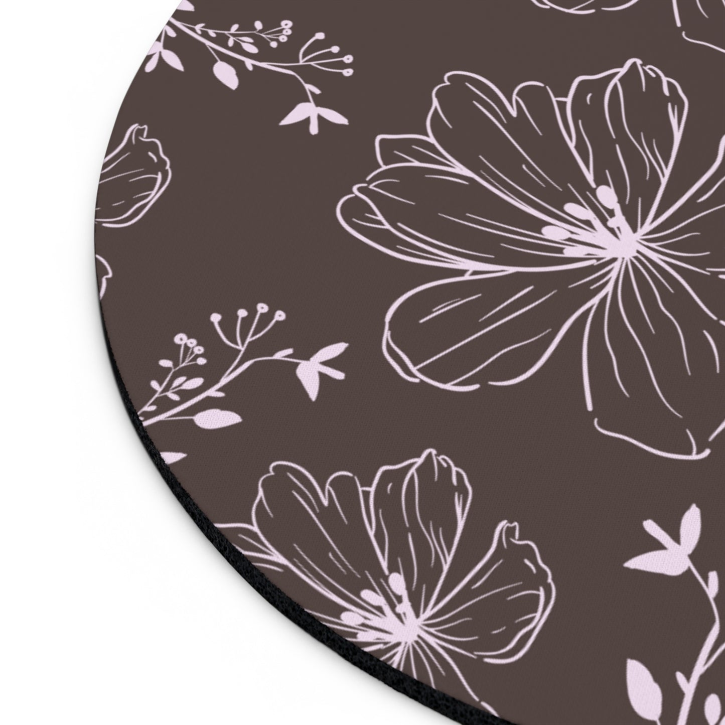 Realistic flowers grey - Round Small Mouse Pad