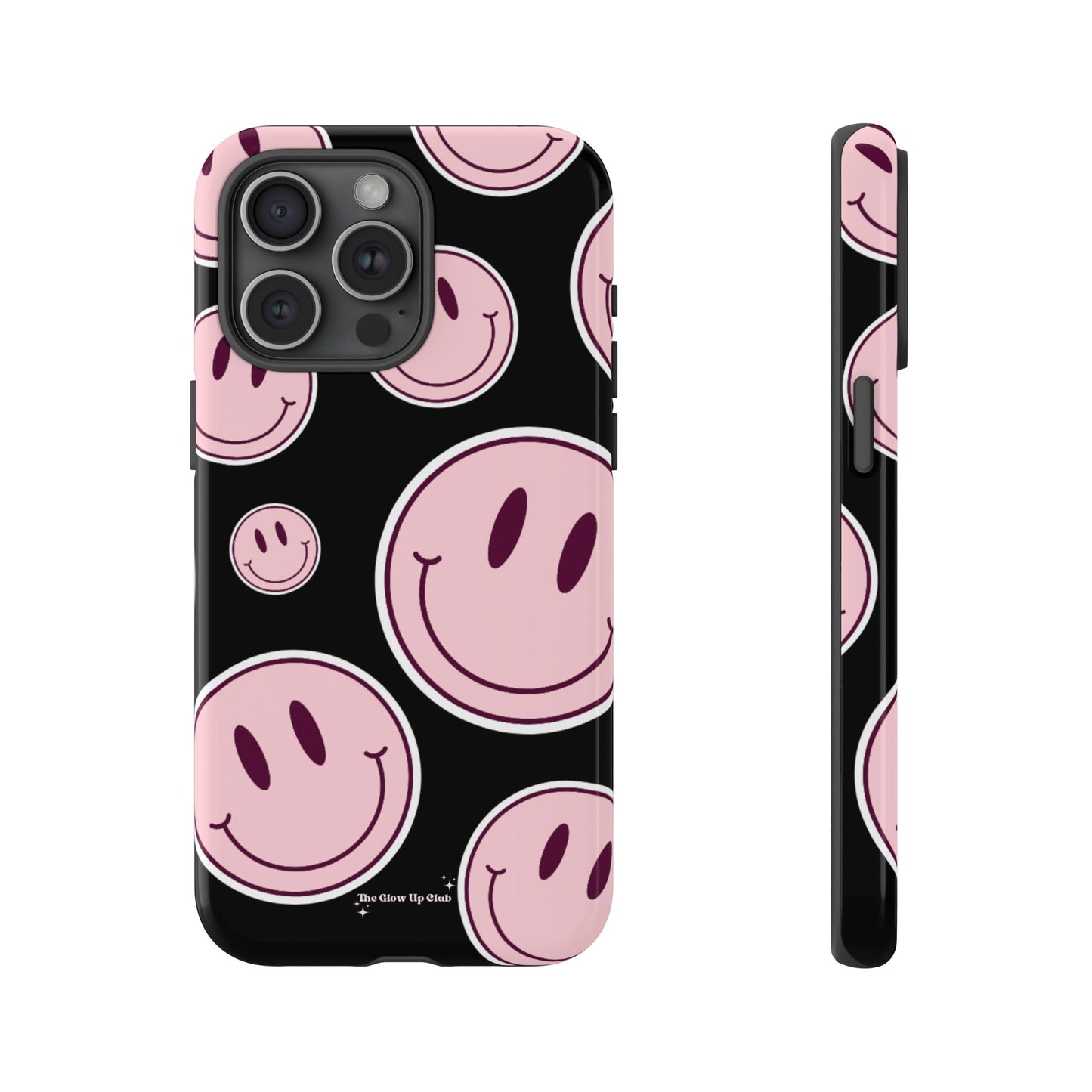 Smiley faces pink on black - tough case