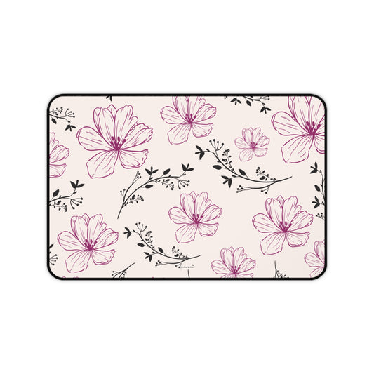 Realistic flower pattern cream - Desk Mat