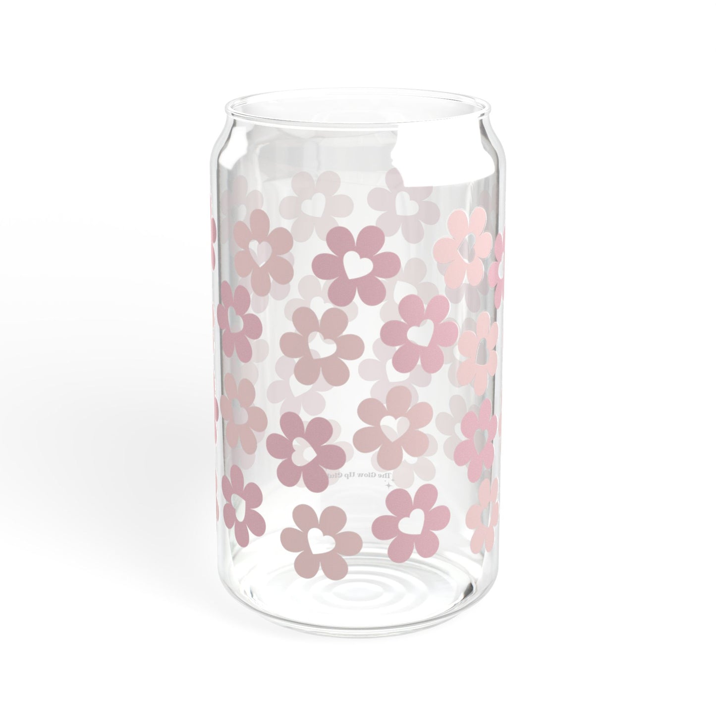 Heart flowers - 16 oz Glass Sipper