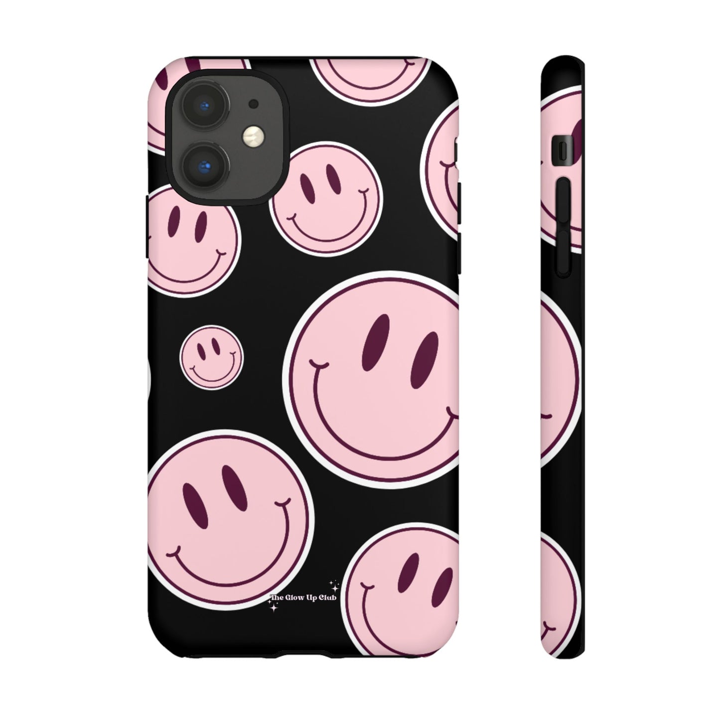 Smiley faces pink on black - tough case