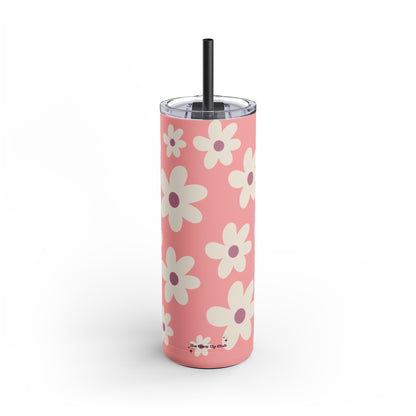 Dark pink floral pattern Tumbler, 20oz