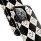 Black and cream heart checkers - tough case