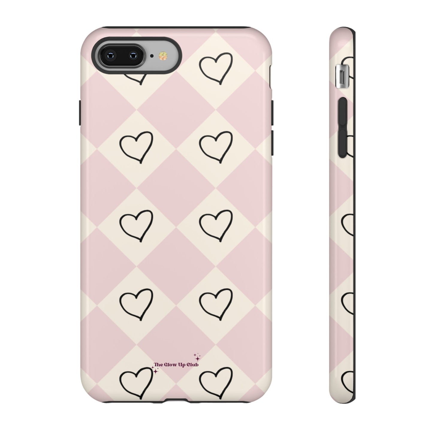 Pink heart checkers - tough case