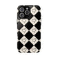 Black and cream heart checkers - tough case