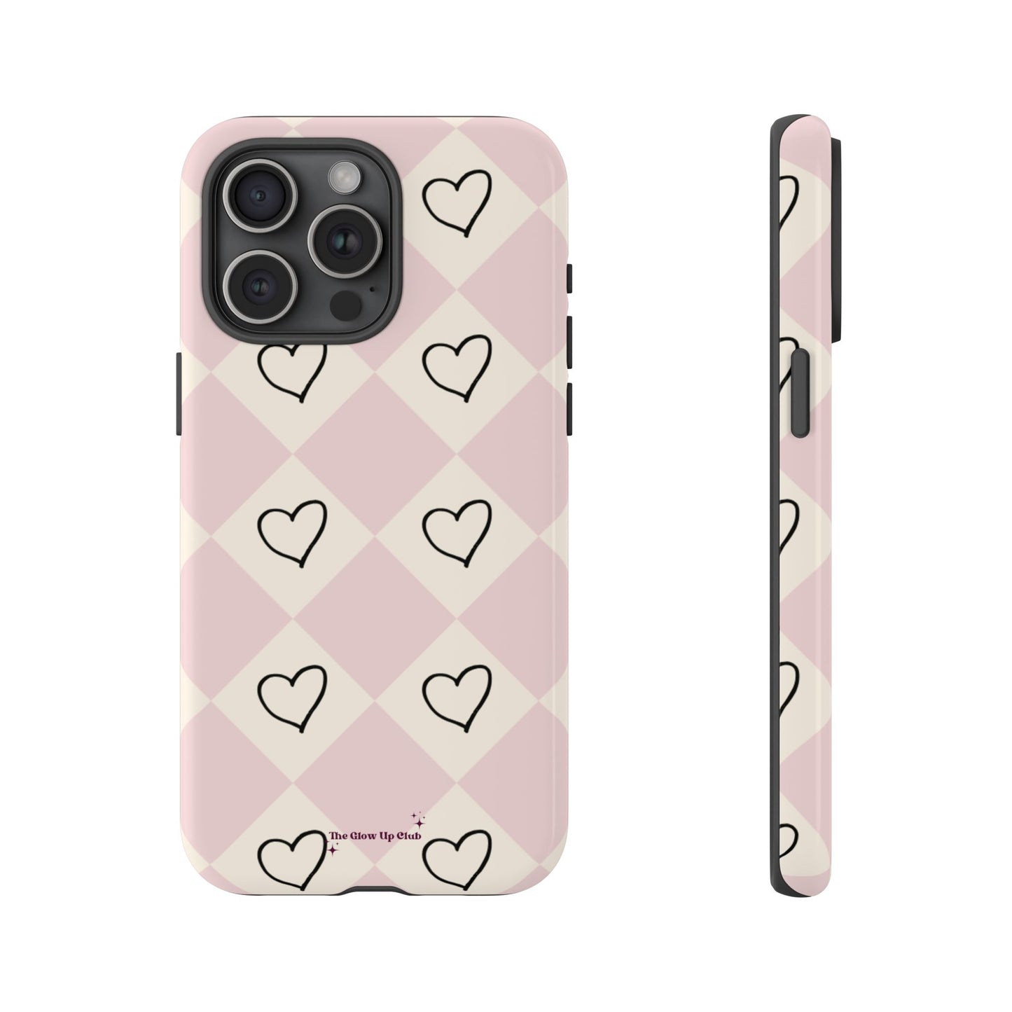 Pink heart checkers - tough case