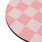 Pink checkers - Round Small Mouse Pad