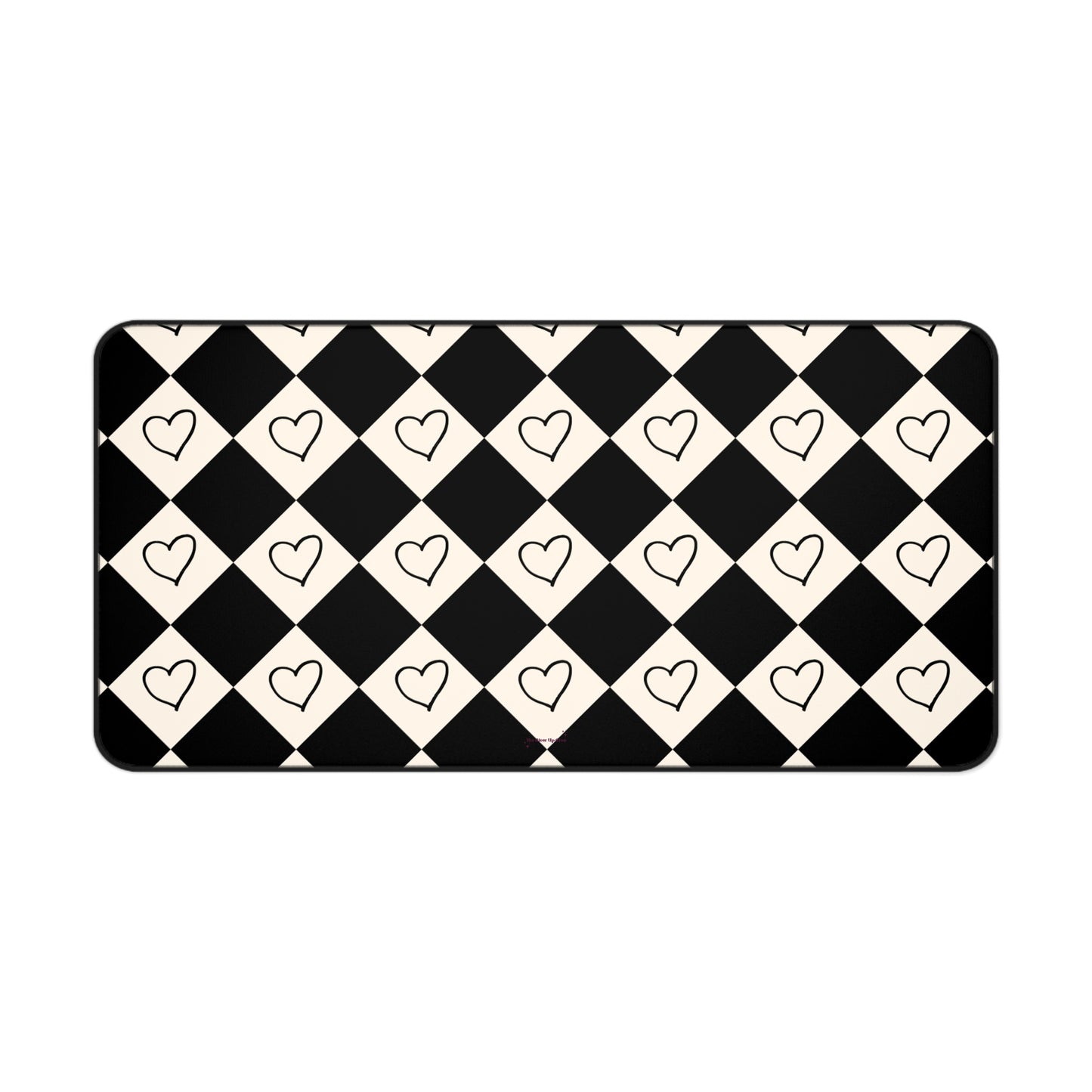 Black and cream heart checkers - Desk Mat