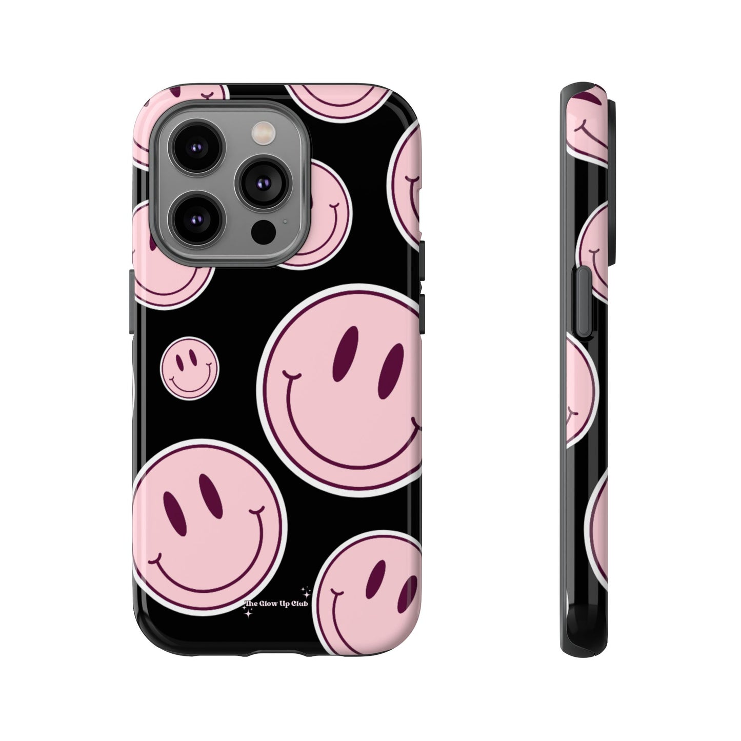 Smiley faces pink on black - tough case