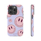 Smiley faces pink on purple - tough case