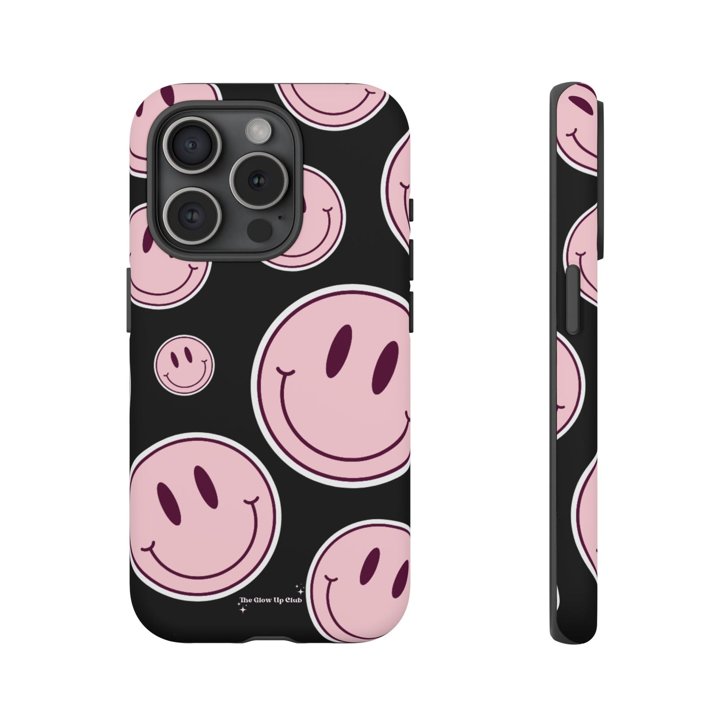 Smiley faces pink on black - tough case