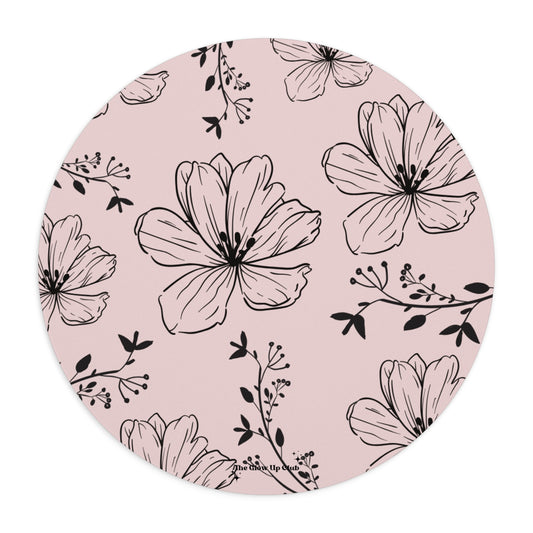 Realistic flowers pink - Round Small Mouse Pad