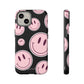 Smiley faces pink on black - tough case