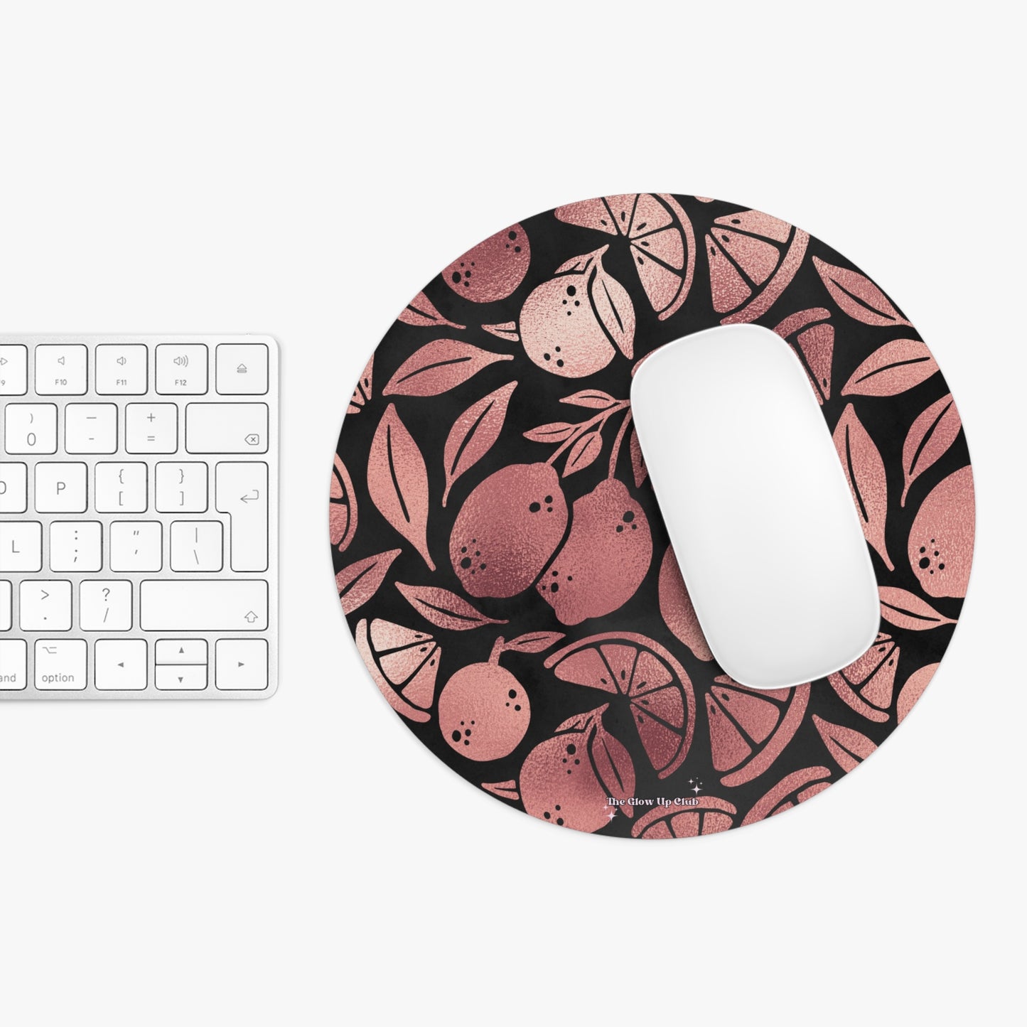 Rose gold lemons - Round Small Mouse Pad