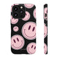 Smiley faces pink on black - tough case