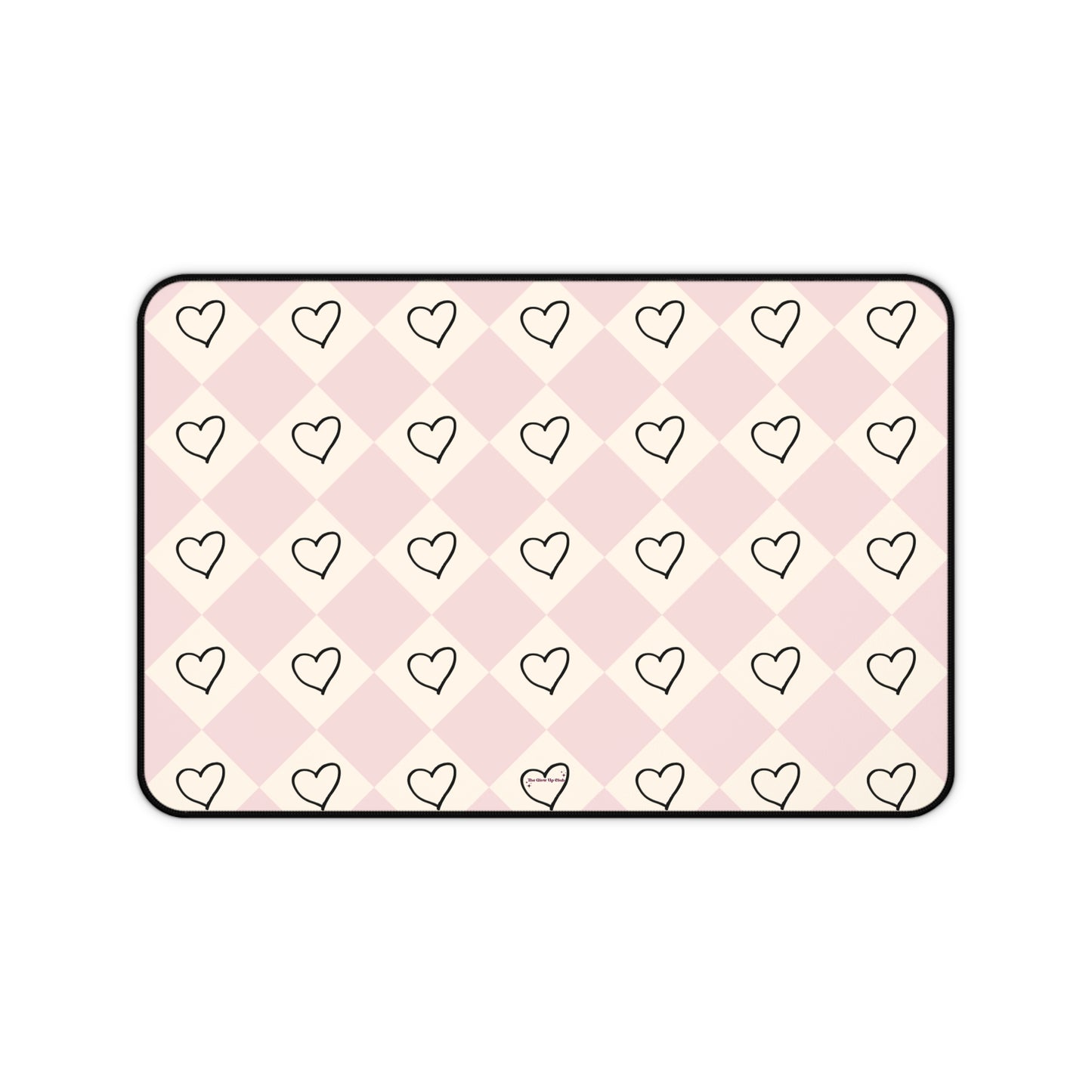 Pink heart checkers - Desk Mat