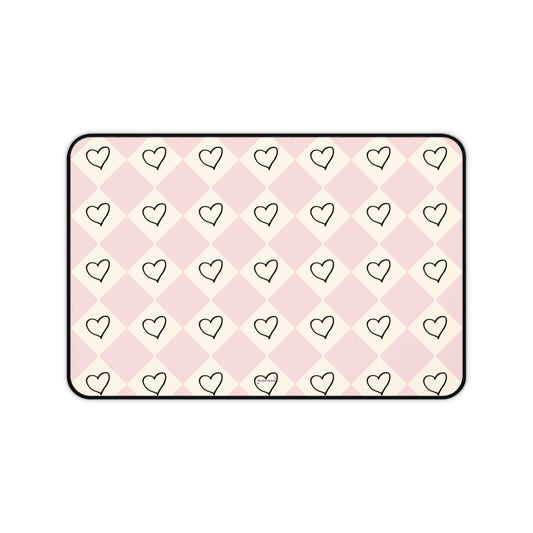 Pink heart checkers - Desk Mat