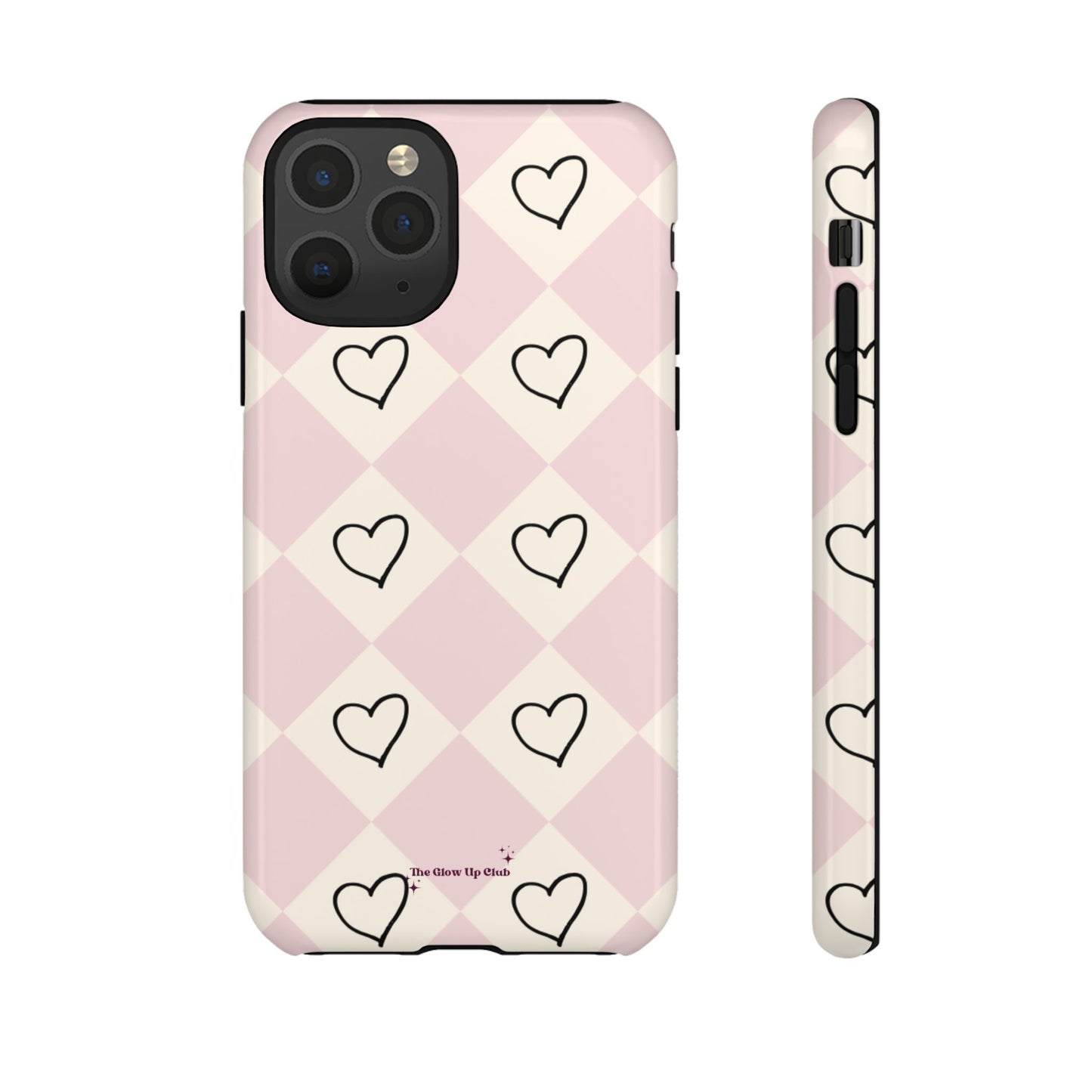 Pink heart checkers - tough case