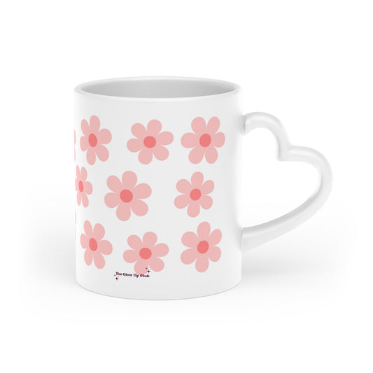 Pink flowers Heart-Shaped Mug