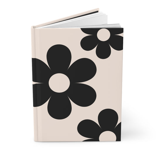 Big black flowers on cream background Journal