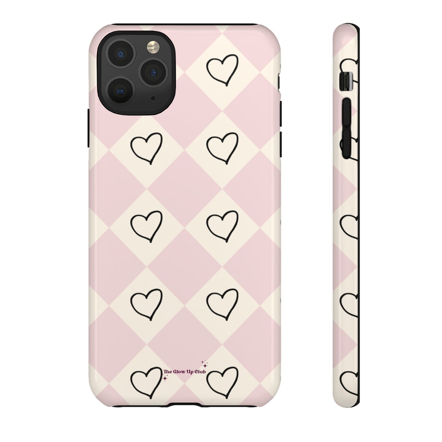 Pink heart checkers - tough case