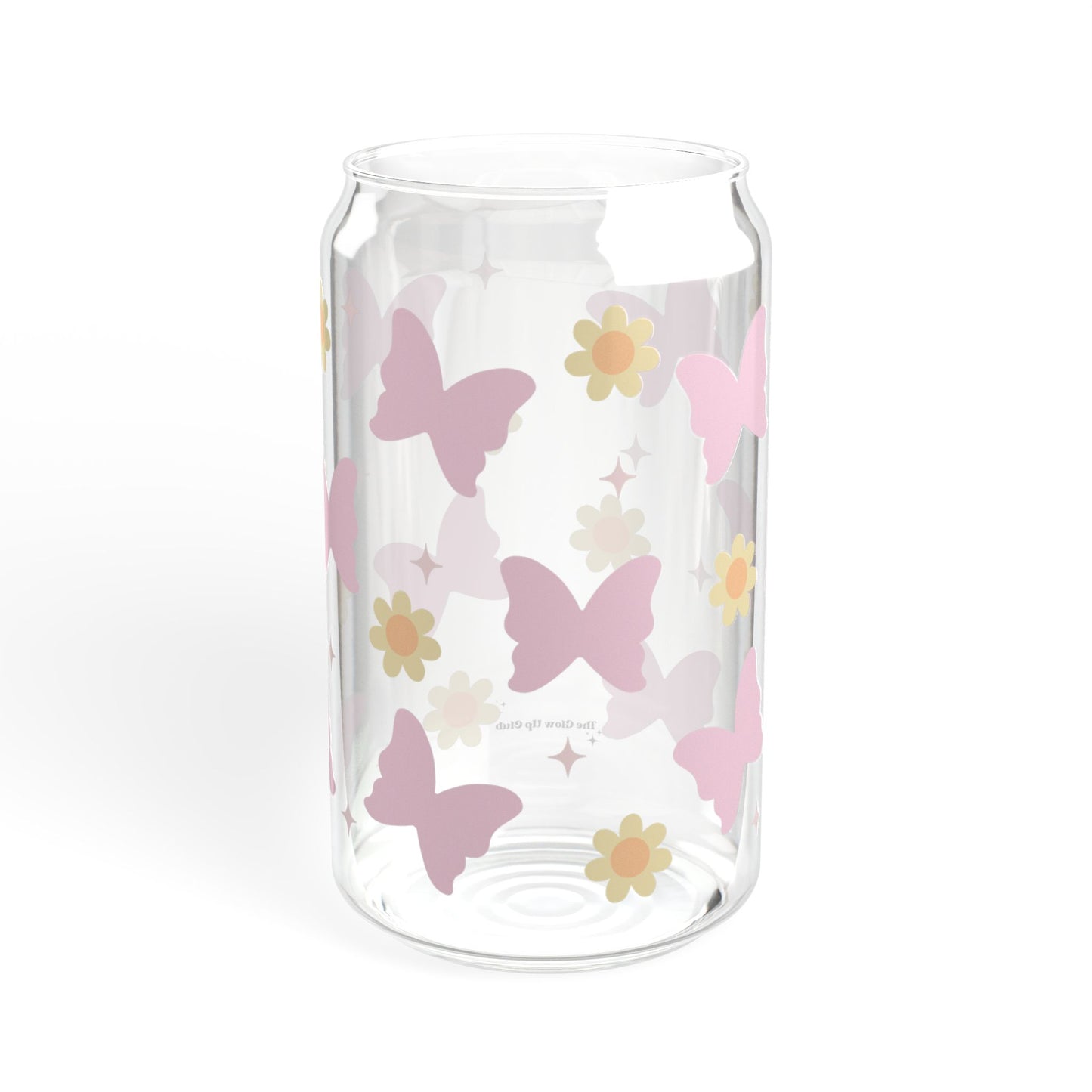 Butterflies and Flowers - 16 oz Glass Sipper