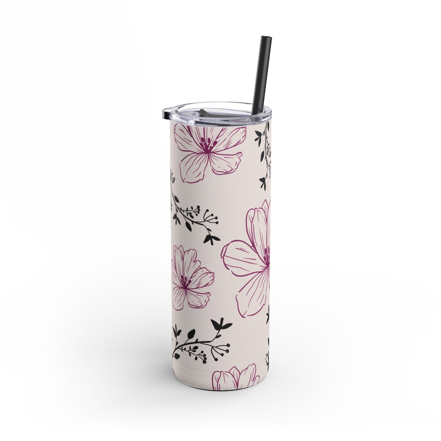 Realistic flowers cream Tumbler, 20oz