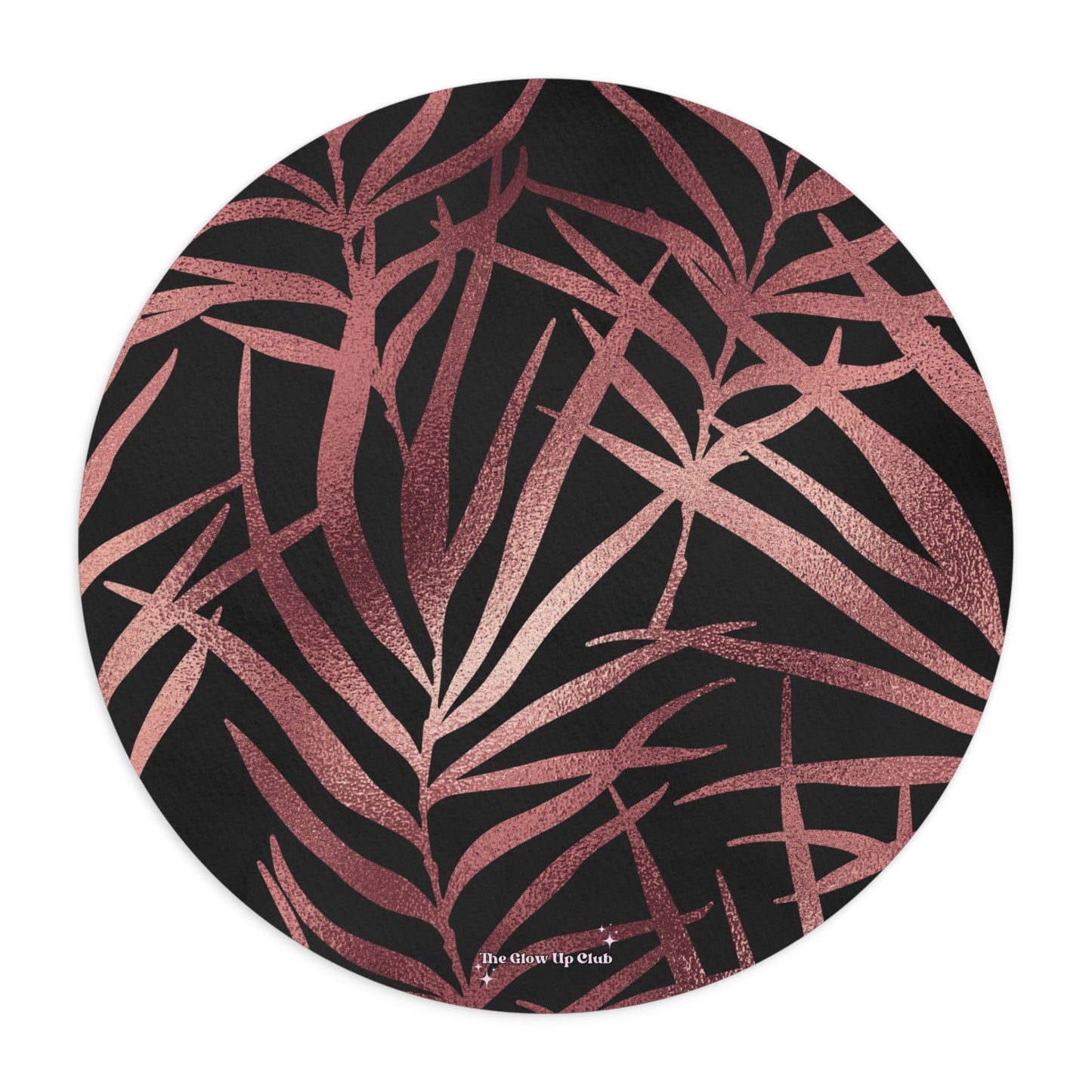 Rose gold leaves - Round Small Mouse Pad