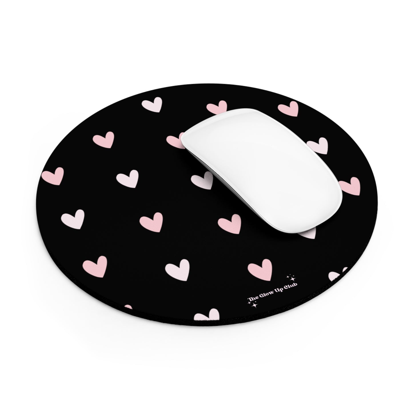 Black heart pattern - Round Small Mouse Pad