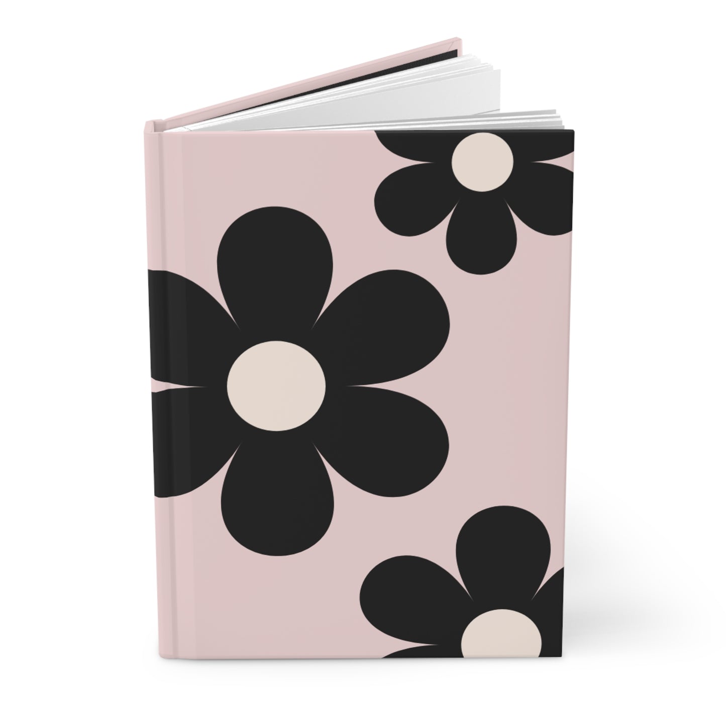 Big black flowers on pink background Journal