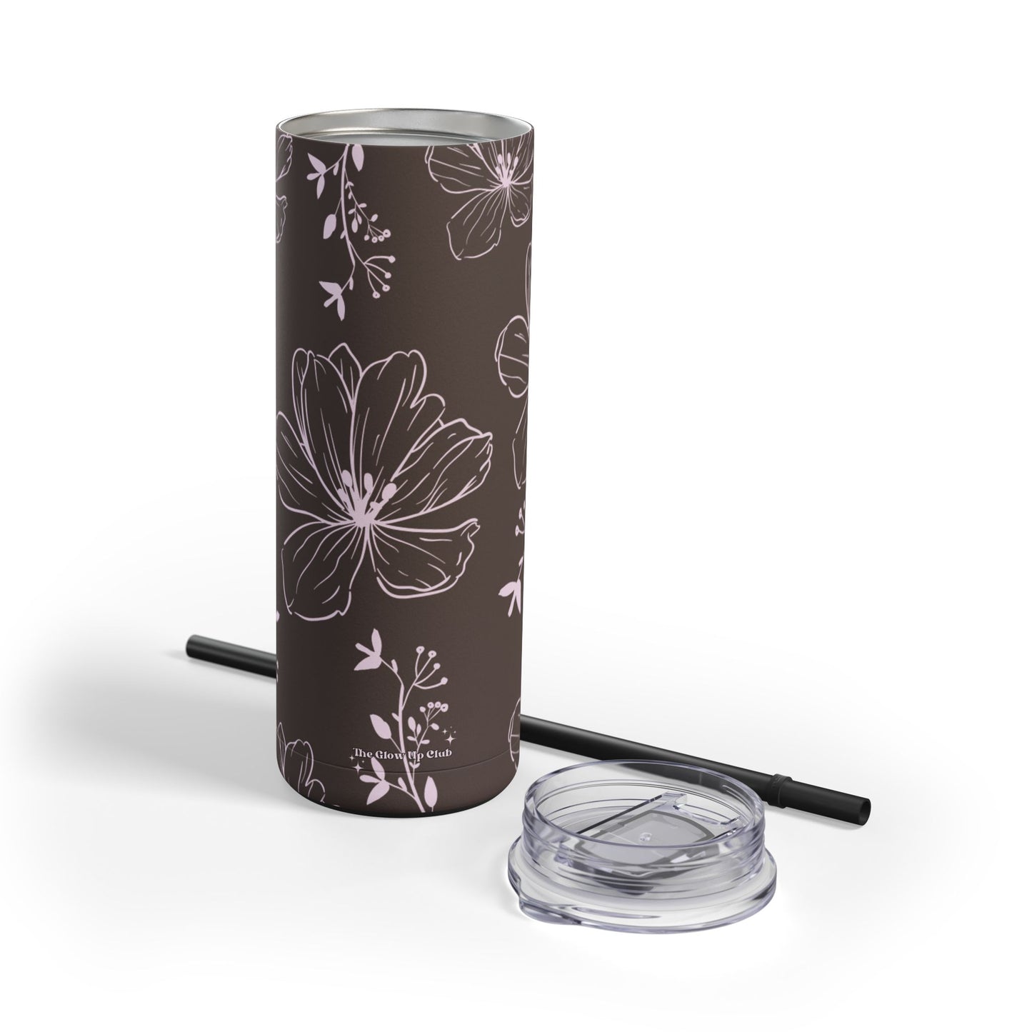 Realistic flowers grey Tumbler, 20oz