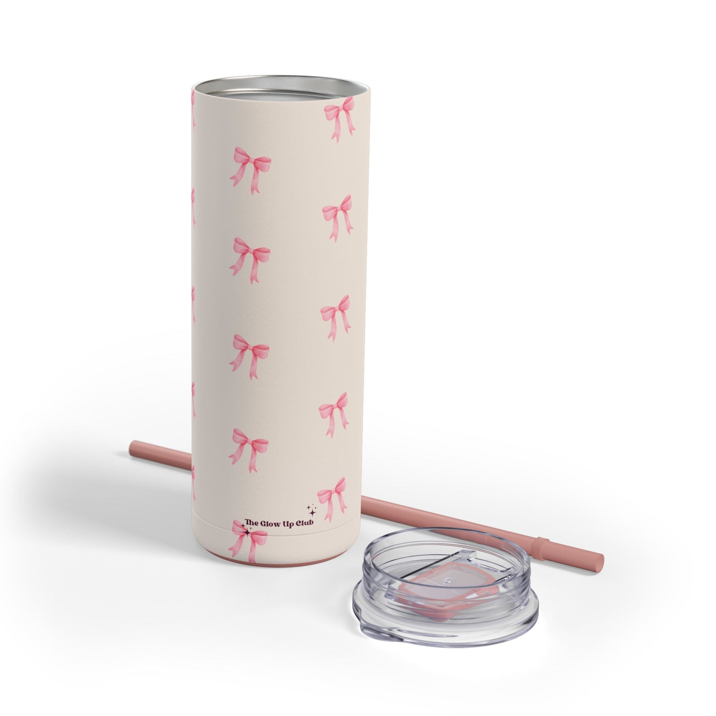 Crooked ribbon pattern cream Tumbler, 20oz