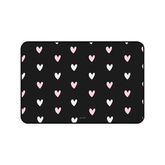 Black heart pattern - Desk Mat