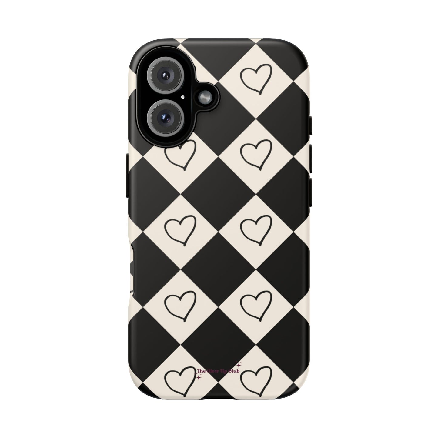 Black and cream heart checkers - tough case