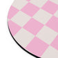 Bright pink checkers - Round Small Mouse Pad