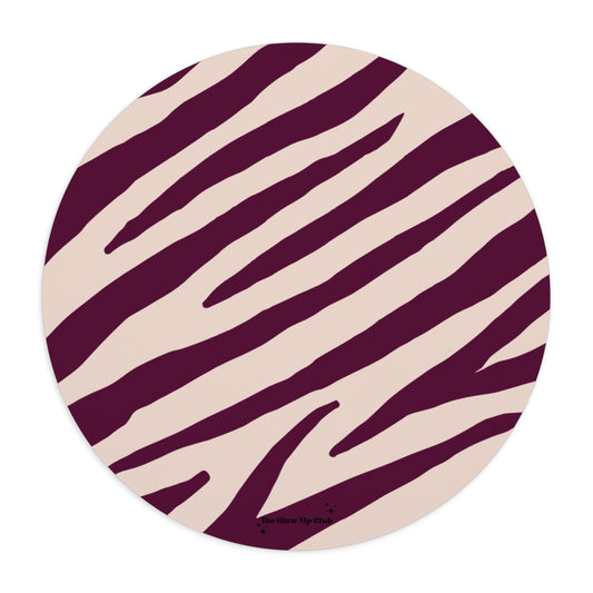 Zebra print cream - Round Small Mouse Pad