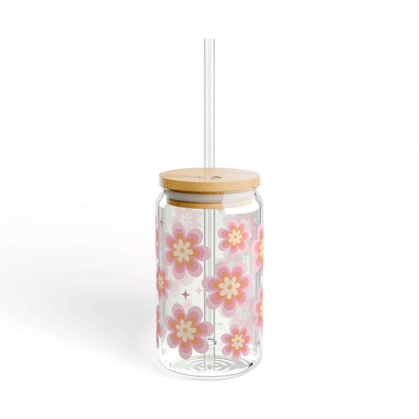 Retro flowers - 16 oz Glass Sipper