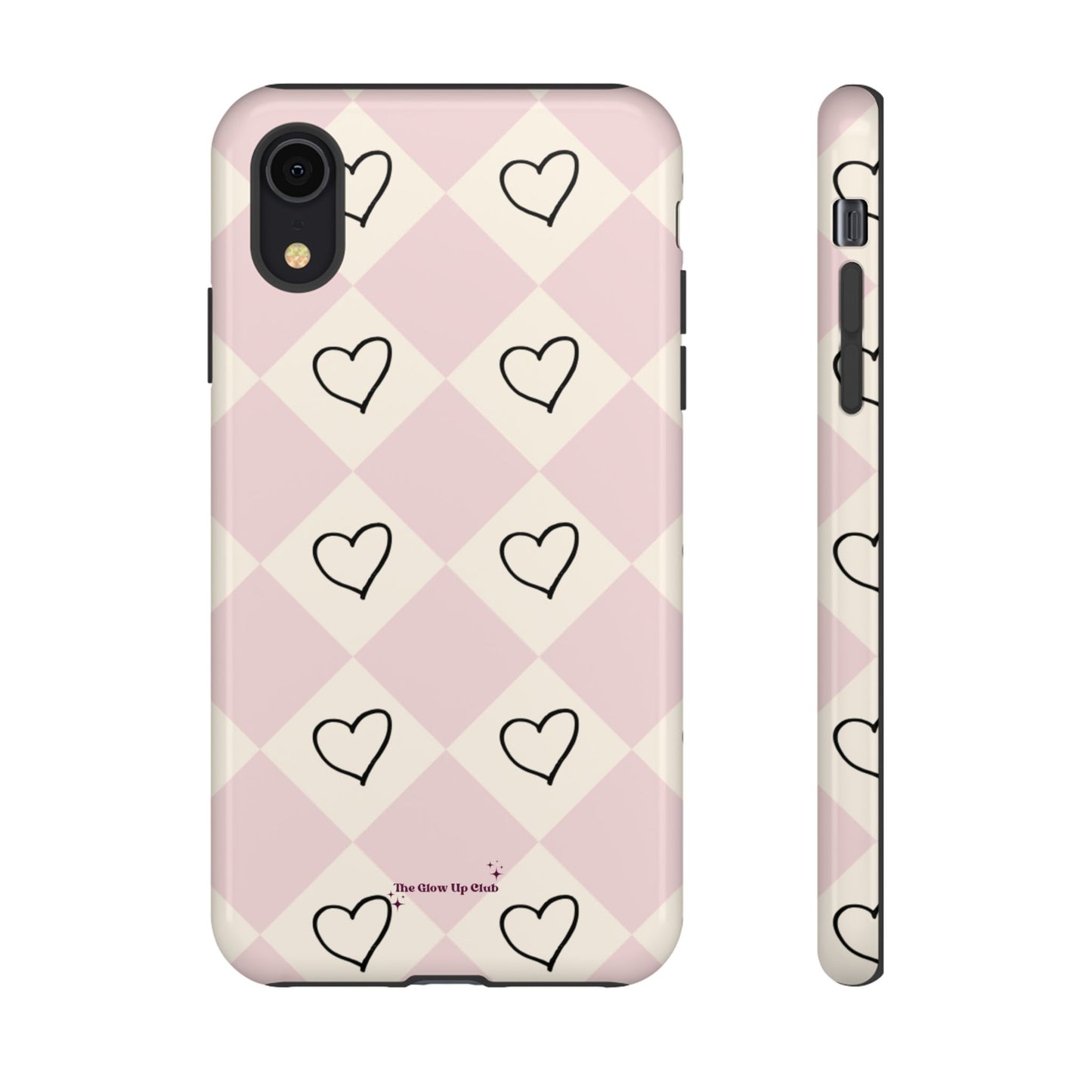 Pink heart checkers - tough case