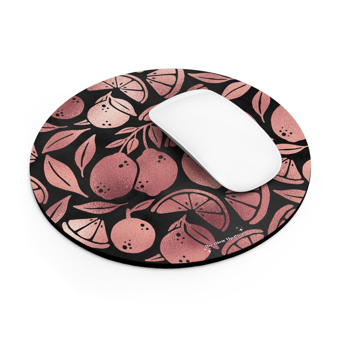 Rose gold lemons - Round Small Mouse Pad