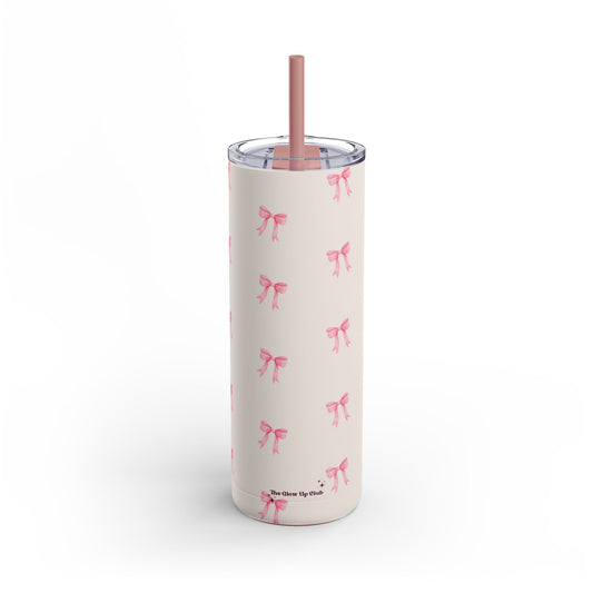 Crooked ribbon pattern cream Tumbler, 20oz