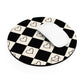 Black and cream heart checkers - Round Small Mouse Pad