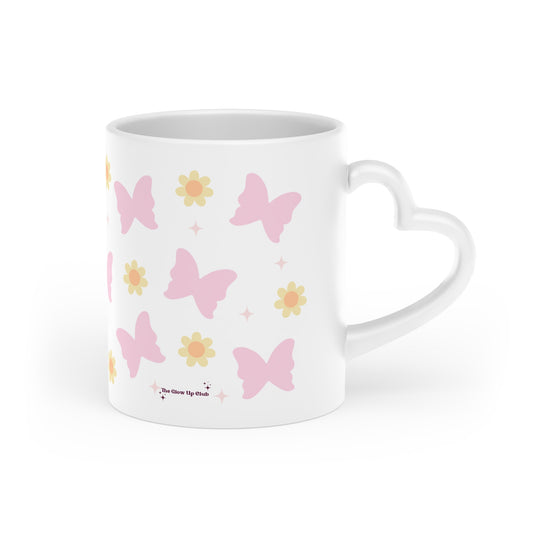 Butterflies & flowers Heart-Shaped Mug