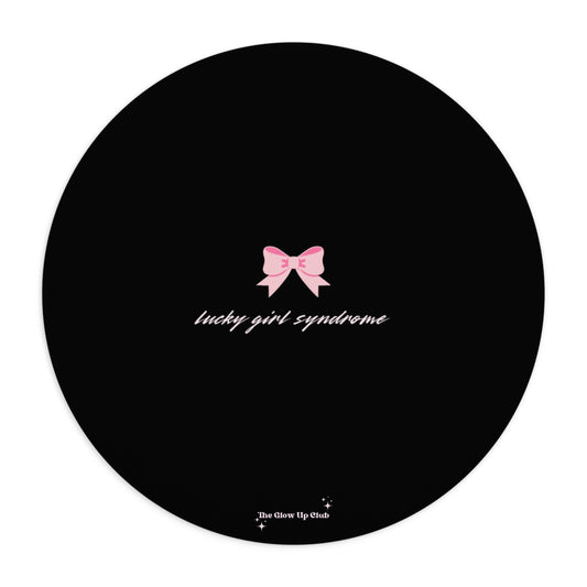 Lucky girl syndrome black- Round Small Mouse Pad